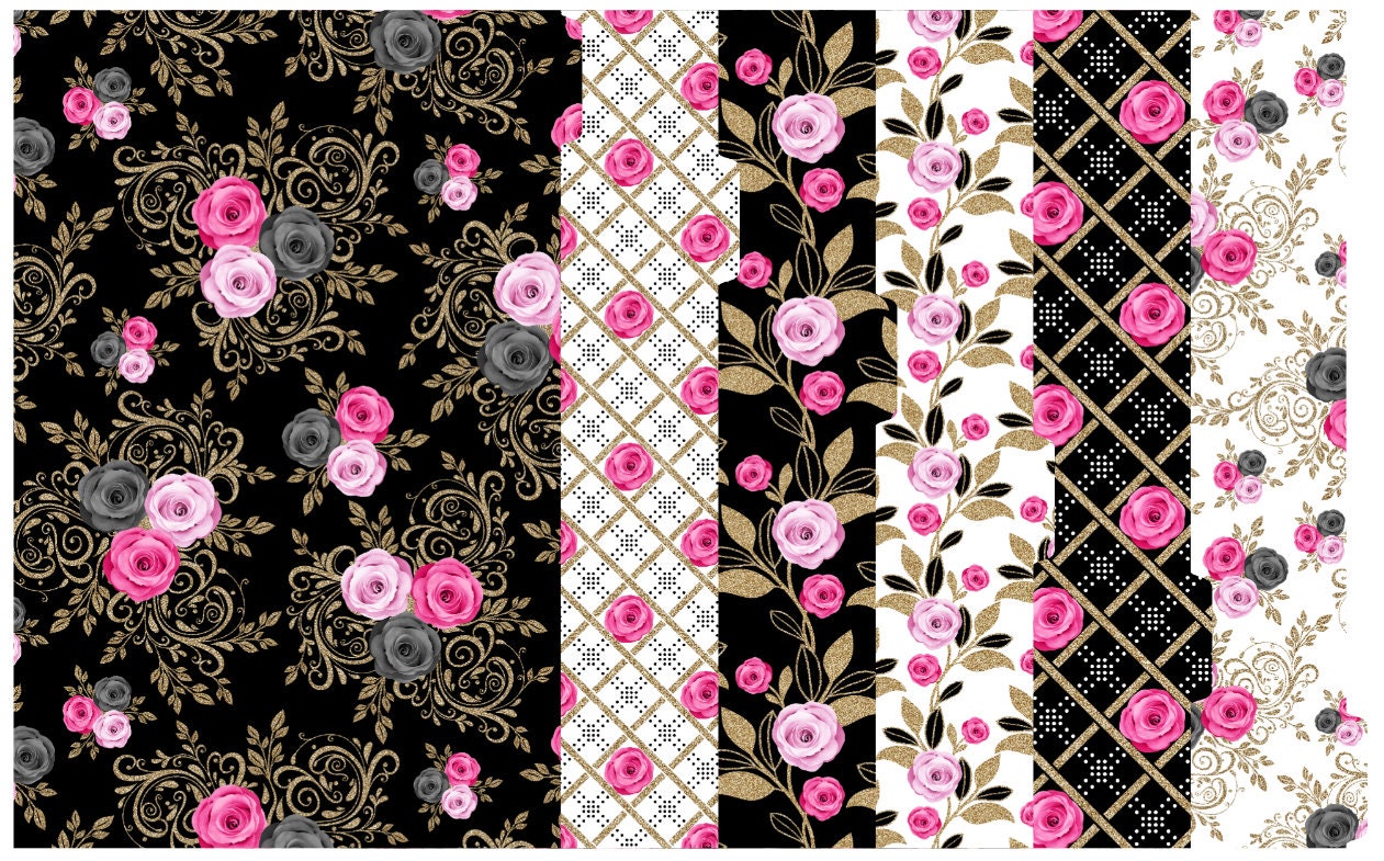 Glam Rose Garden - Black & White